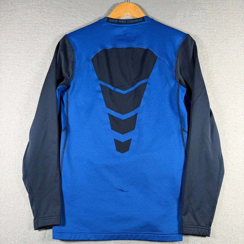 Nike Pro Combat Hyperwarm Shield Men Blue Navy Dri-Fit Training Top Small 635270